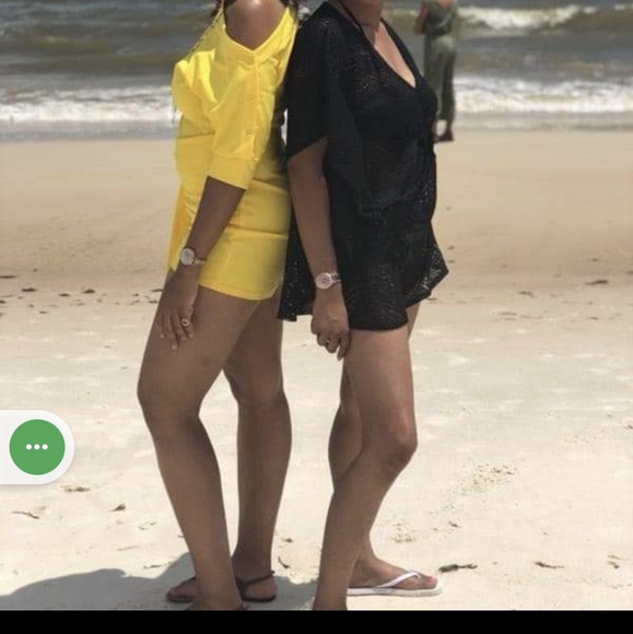 Yellow Drop Shoulder Romper with Belt Size M/L #W-30 - Picture 8 of 12